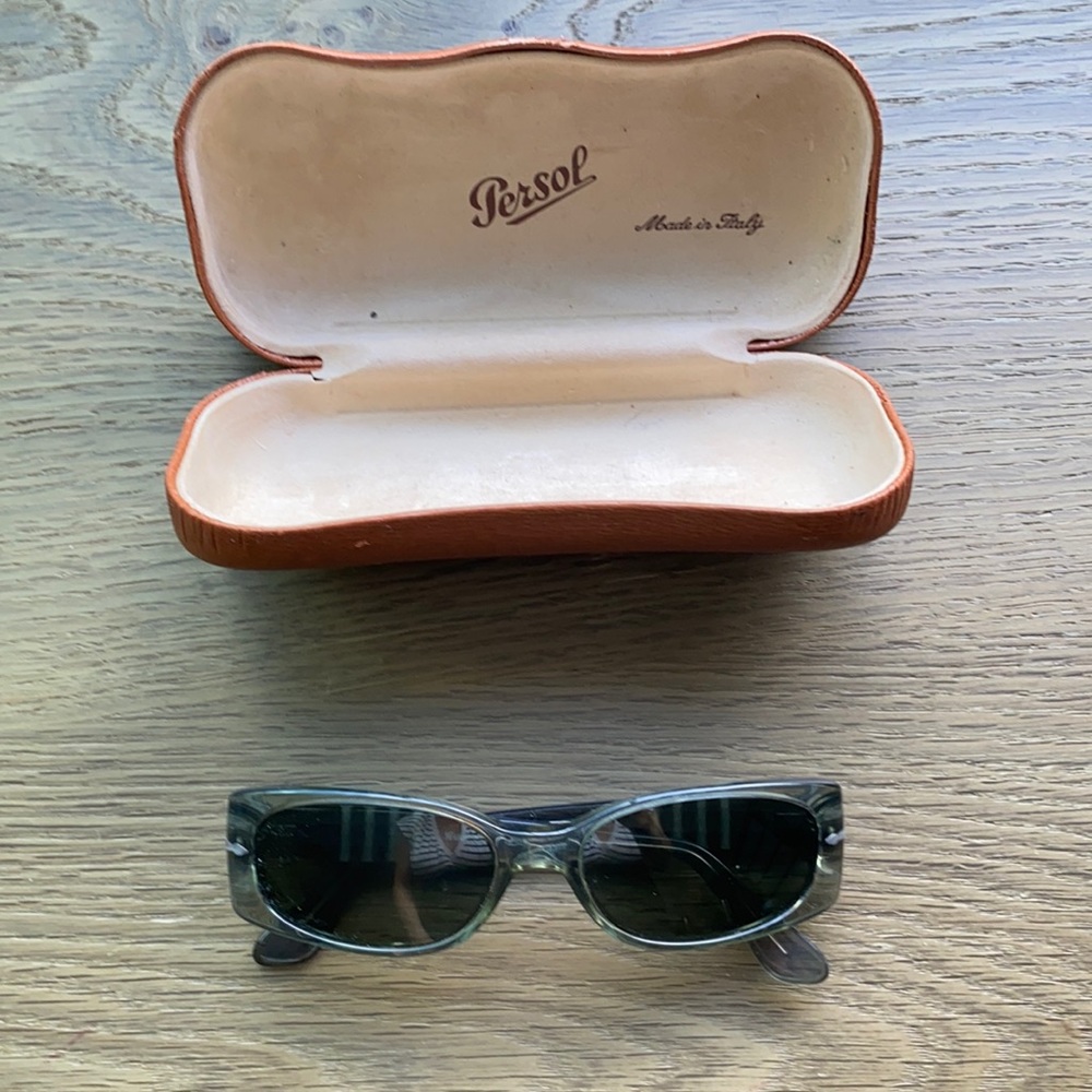 Persol Unisex grey with grey green lens sunglasses